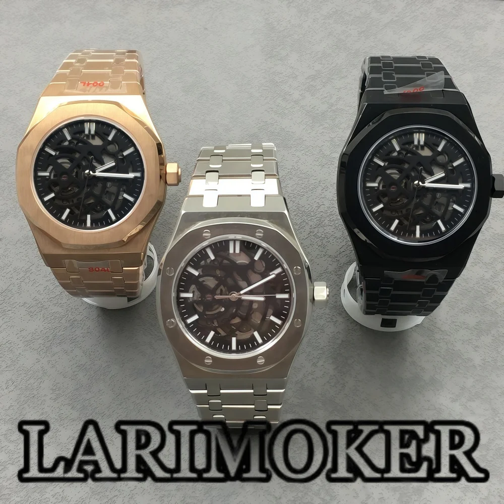 LARIMOKER 41MM Mechanical Watch Sapphire Glass Stainless Steel Polygonal Case Luminous Dial NH70 Automatic Movement Waterproof