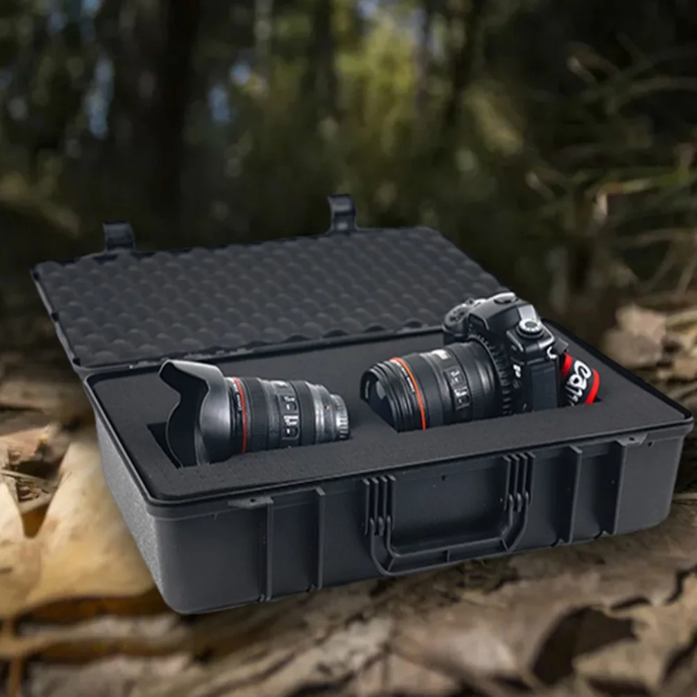 Portable Waterproof Shockproof Hard Case with Pre‑Cut Foam, Dust‑Proof Storage Box for  Photographic Instrument Hardware Tools