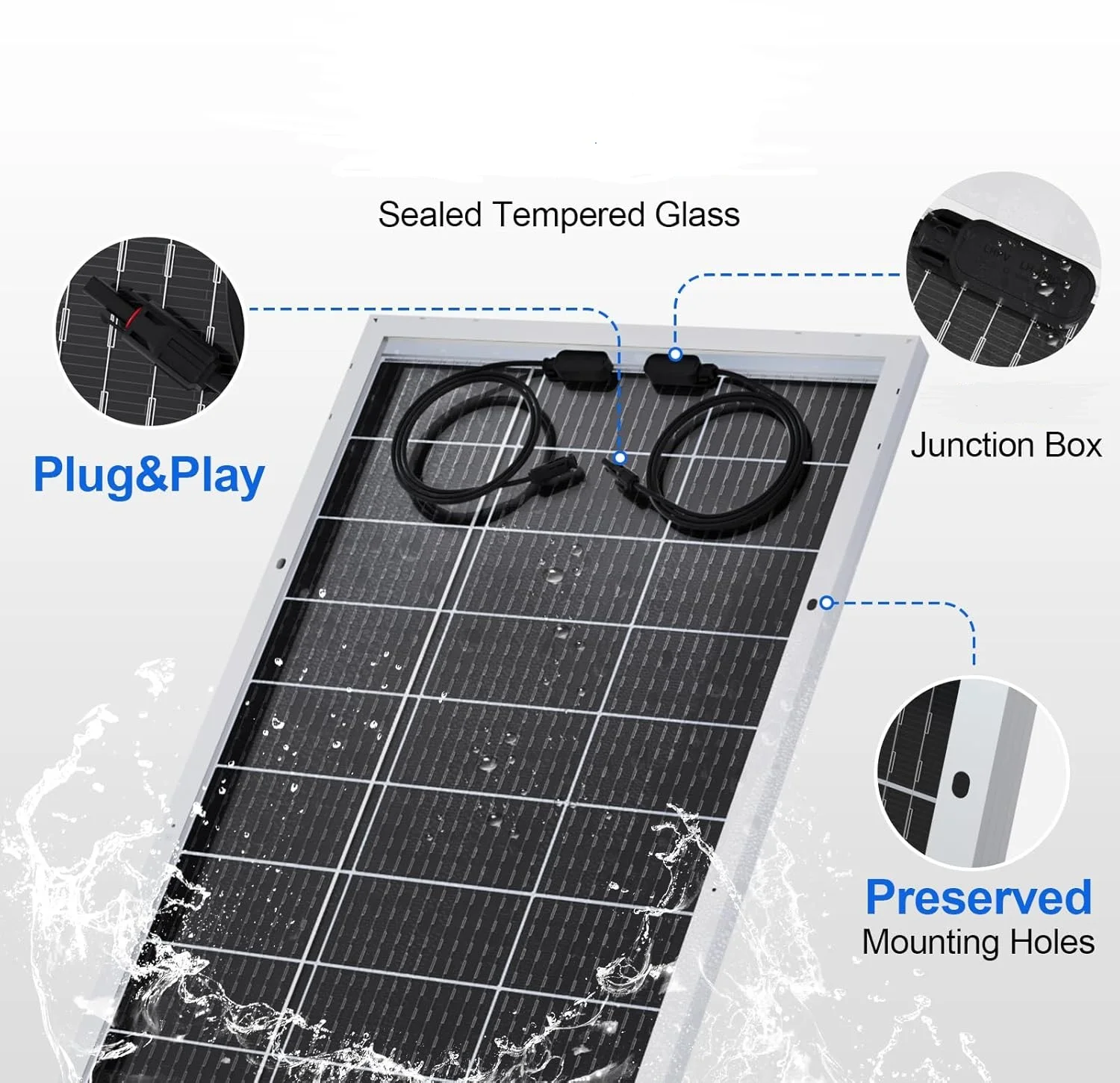 Bifacial solar panel 120W 18V monocrystalline Transparent solar panel for 12V batteries, photovoltaics for camper boat RV