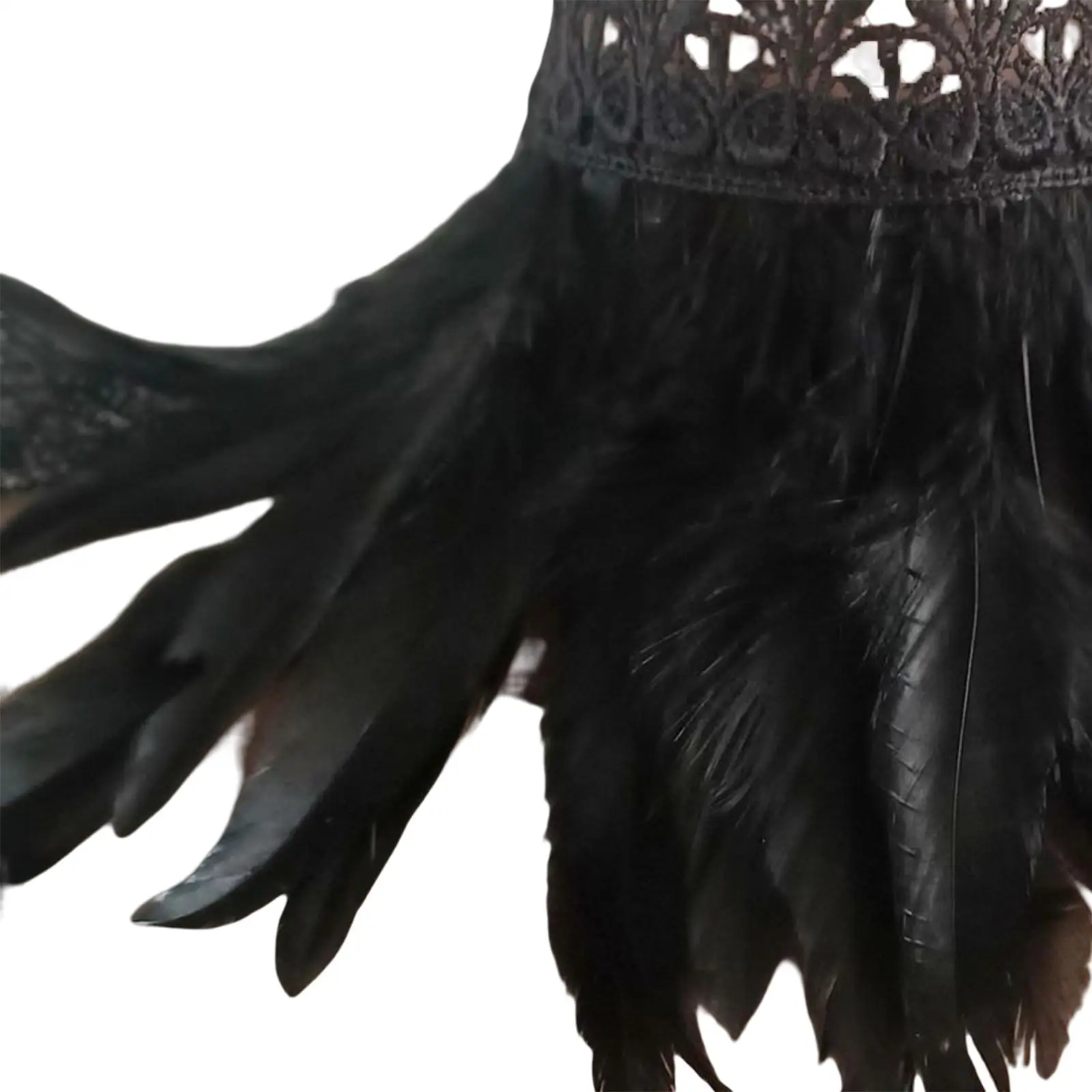 Cubierta de cuello de gargantilla de plumas góticas, envoltura de hombro, corbata de plumas negras de imitación