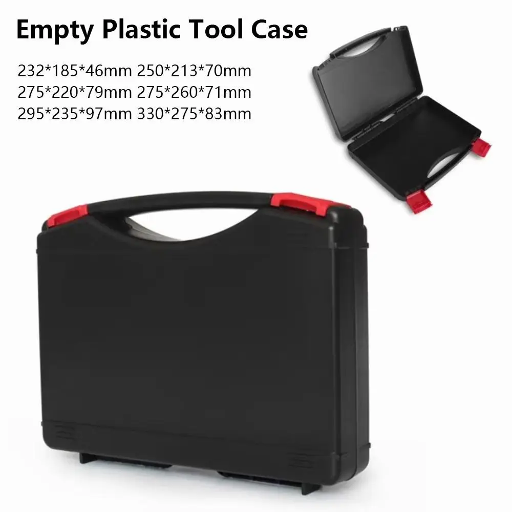 1Pcs Black Portable Hardware Tool Box PP Plastic Waterproof Hard Carrying Tool Case Dual Slide Latches Molded Carry Handle