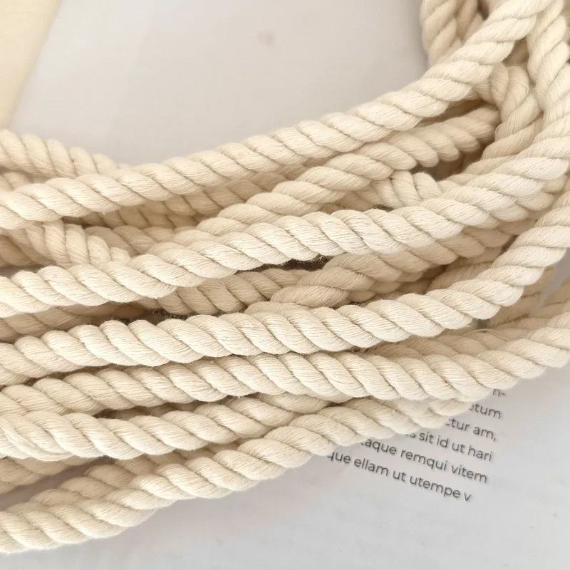 L300XW7CM Pure Cotton Twisted Rope Off White Thick Durable Soft Natural Macrame Cord Wall Hanging Plant Hanger DIY Sewing