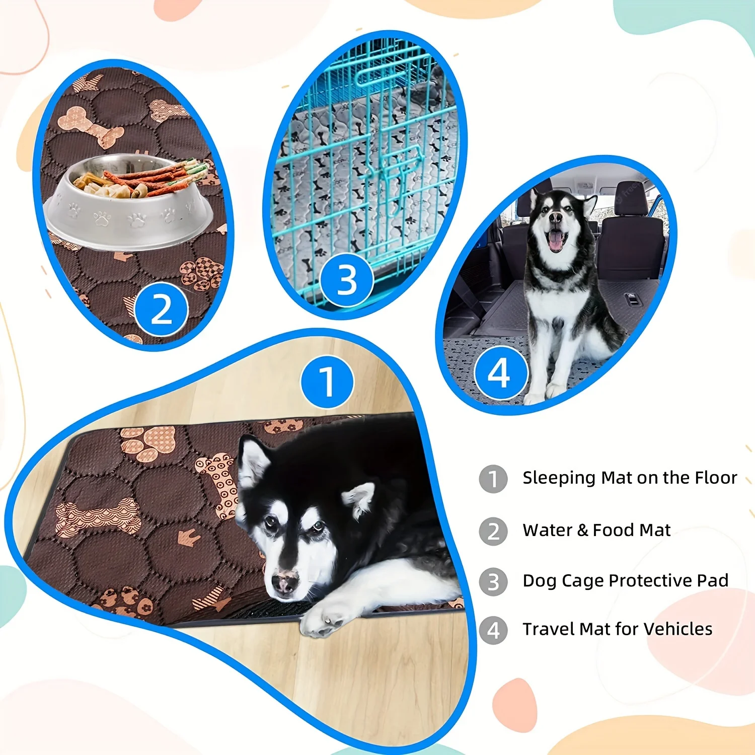 2pcs Large Pet Dog Pee Pads, Rosa Rink Washable Sleep Play Pad, Reusable Dogs Puppy Pads Pet Training Pads for Dogs