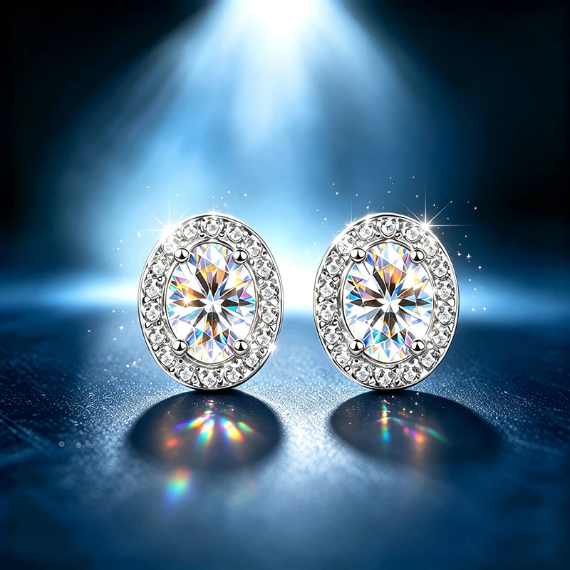 0,5-2ct D-Farbe VVS1 Herzschliff Moissanit Ohrstecker S925 Silber Halo-Fassung Ohrringe GRA-Zertifikat Edelschmuck – Detail 4