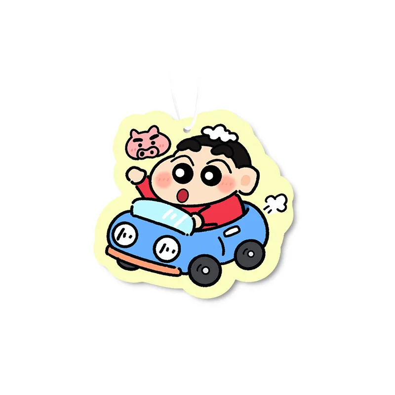Kawaii Shin Chan Car Air Freshener Hanging Scent Card Rearview Mirror Pendant Indoor Odor Removal Aroma Decor Collectible Gift view 2