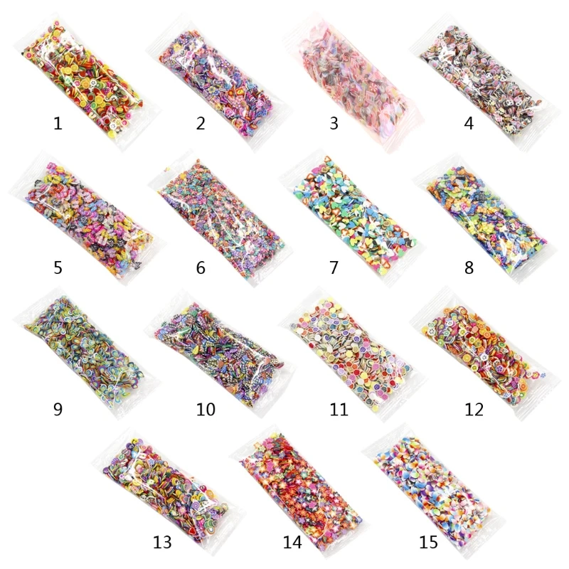 1000Pcs/Pack Clay Resin Fillings Craft Fruit Leaf Flowers Pattern Mixed Filler for DIY Epoxy Resin Jewelry Nail Decor