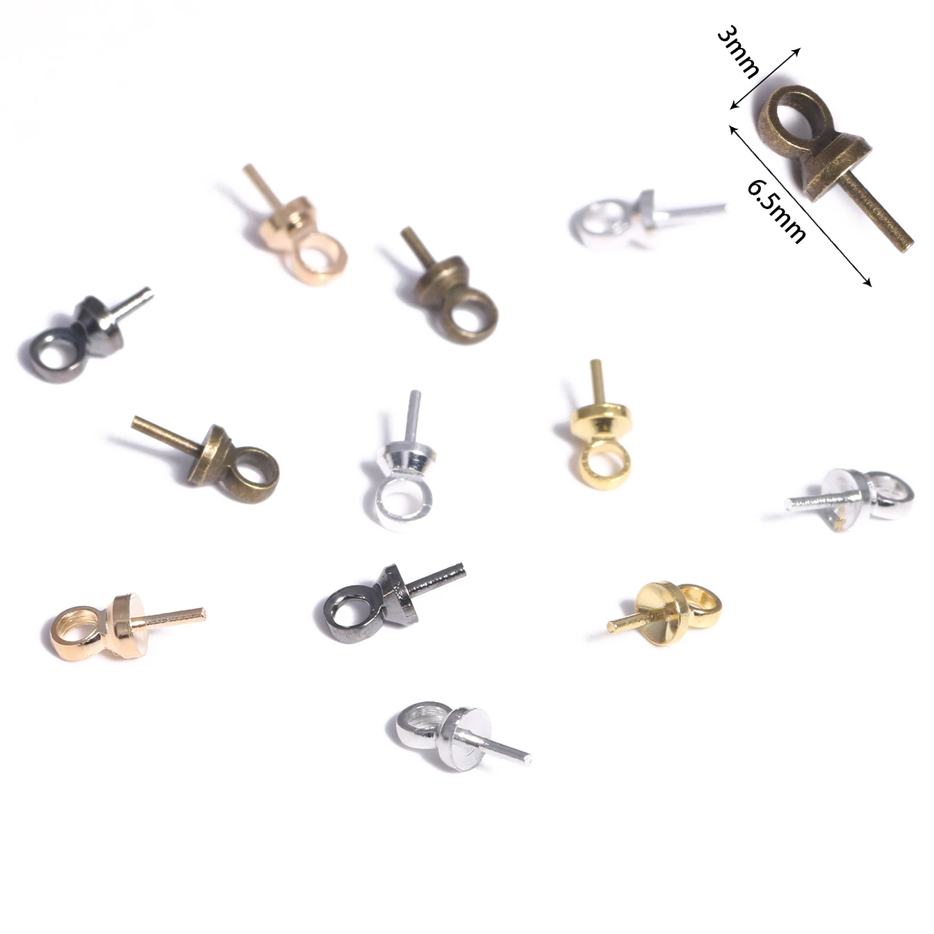 

3x6.5mm 100pcs/lot Metal Charms Screw Eye Bails Beads End Caps Clasps Pins Connectors For DIY Pendant Jewelry Making Accessories