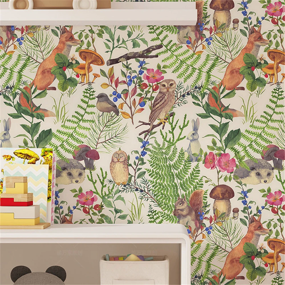 custom Medieval tropical rainforest wallpaper for living Room decoration animal plant wallpaper green plant background Stickers