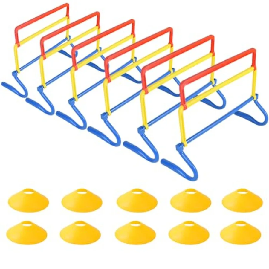 

6 Pack Multicolor Agility Hurdles 4 Height Adjustable Speed Training Hurdles Fitness and Speed Training Equipment