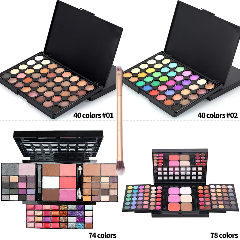 Ferramentas de maquiagem 40/74/78 cores paleta de sombra fosco à prova dlong água longa duração cosméticos kit de maquiagem moda tudo em um presente de maquiagem