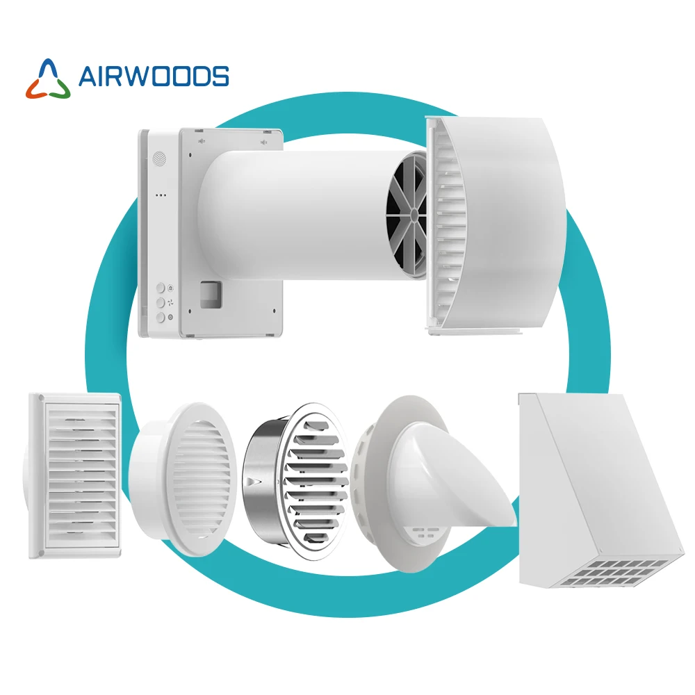 

Airwoods Single Room MVHR Unit Humidity Sensor Control Smart Wall Mounted ERV Single Room Air Recuperator