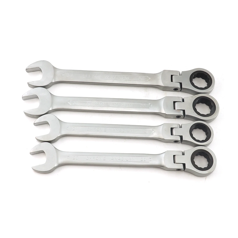 20 21 23 24mm Big Size 1 Pc Ratchet Wrench Spanner Tool Matte Polish 72-Tooth Ratcheting Flexible Head Hand Tool
