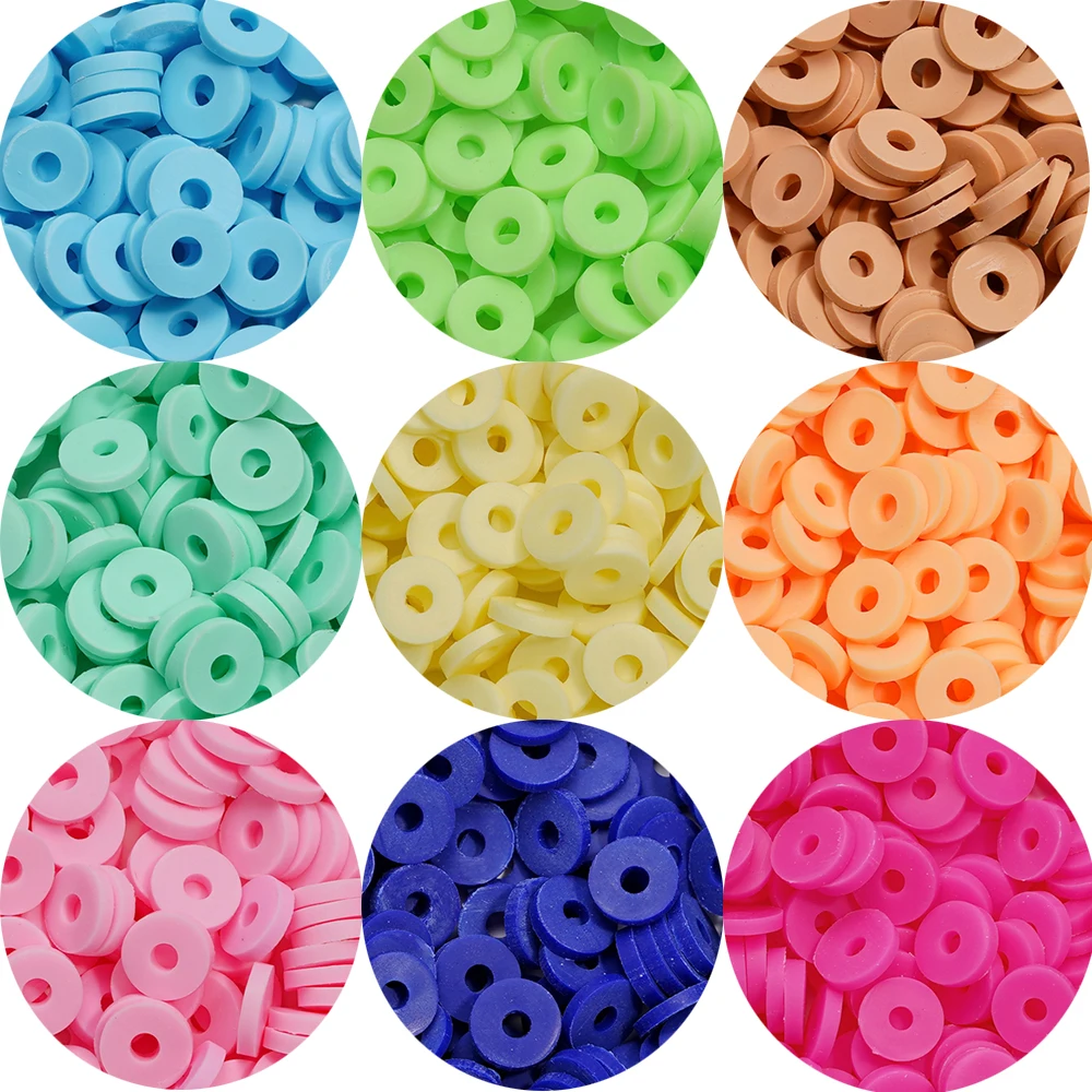 350Pcs/Lot 6mm Flat Round Polymer Clay Beads Loose Spacer Beads for Jewelry Making DIY Needlework Bracelet Necklace Earrings image 3