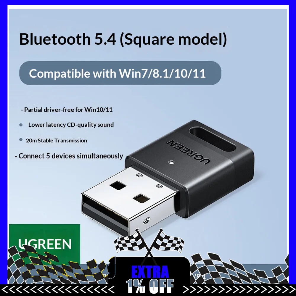 UGREEN CM748 35058 USB Bluetooth 5.4 Adapter Wireless Dongle for Windows 7 8.1 10 11 PC Laptop