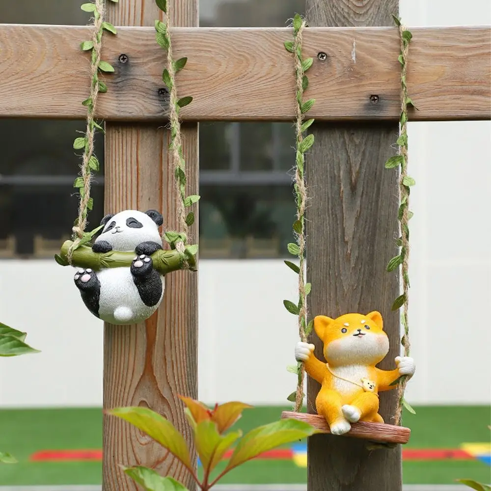 

Cartoon Panda Tree Climbing Pendant Realistic Koala Dog Cat Garden Flower Pot Pendant Resin Climbing Panda Figurines