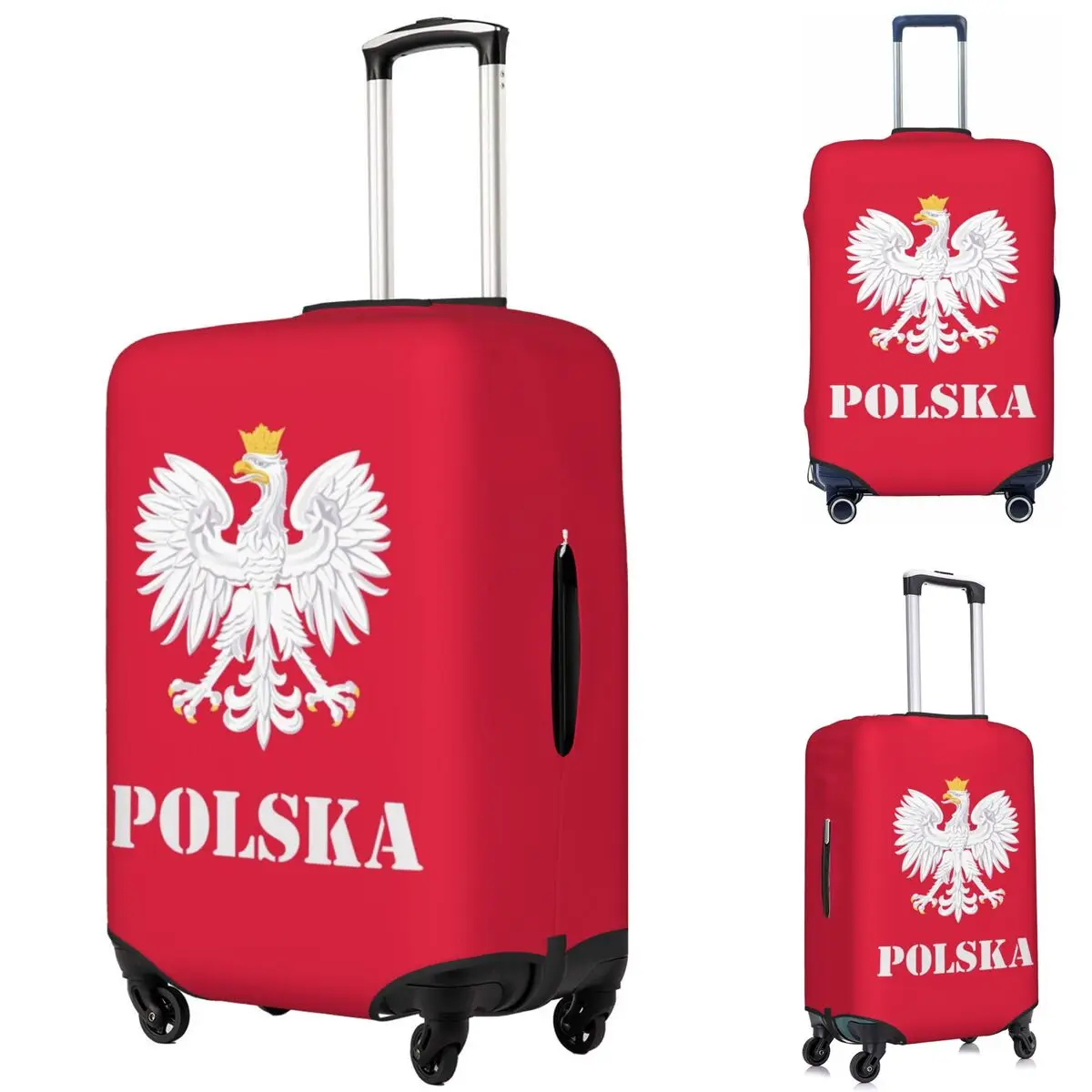 Poland Polish Flag Suitcase Cover Protection Elastic Travel Luggage Protector Covers for 18-32 Inch