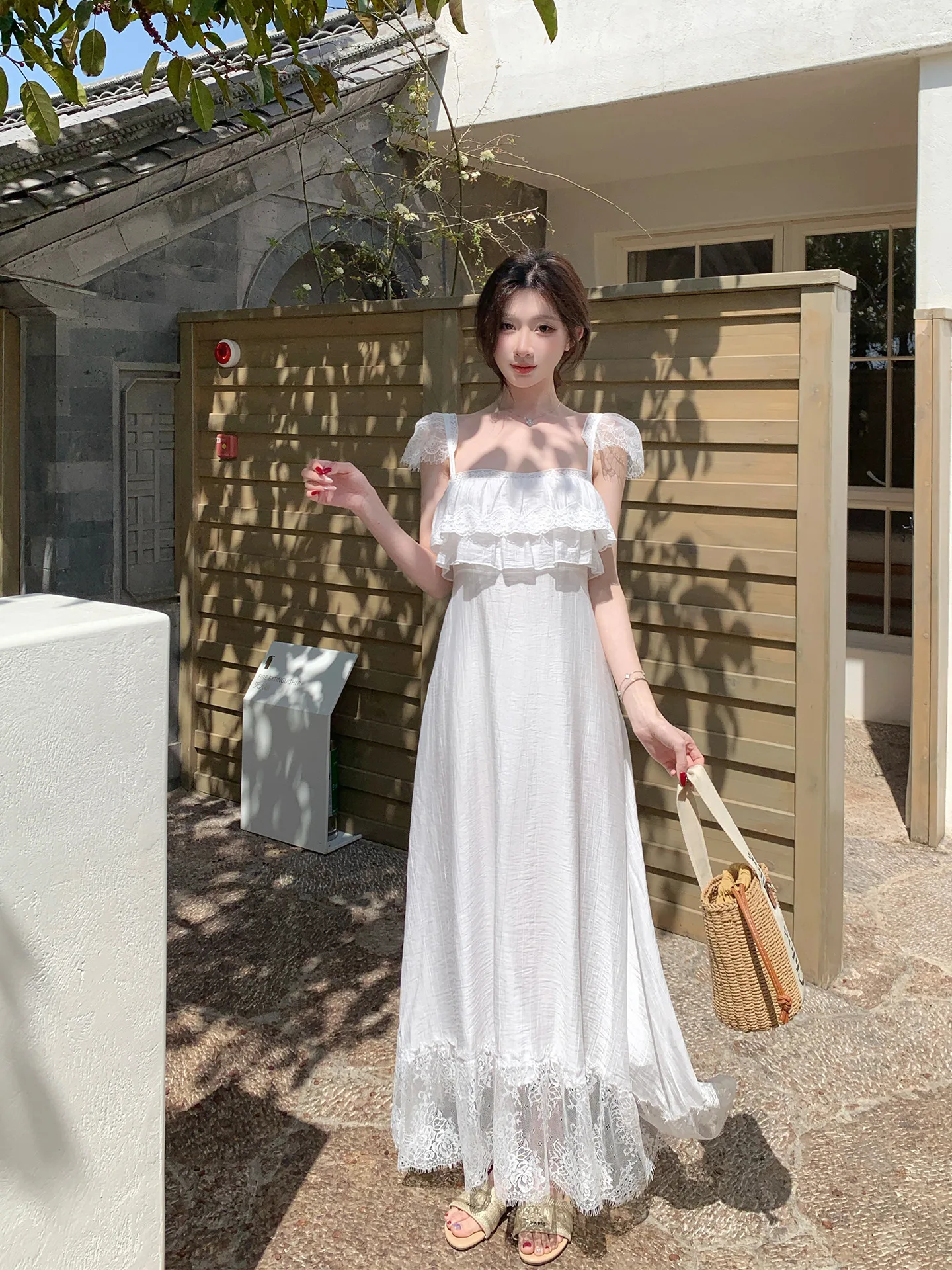 Solo Pure Desire Lace Trim Sundress Women's Design Sensation Holiday Long Dress X Version Sleeveless Other Material Gown