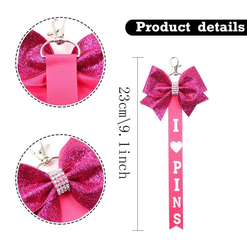 Cheerleader Gifts Cheer Colored Bowknot Keychain Pendant Rhinestones Cheer Keychain Backpack Decoration Accessories Gifts