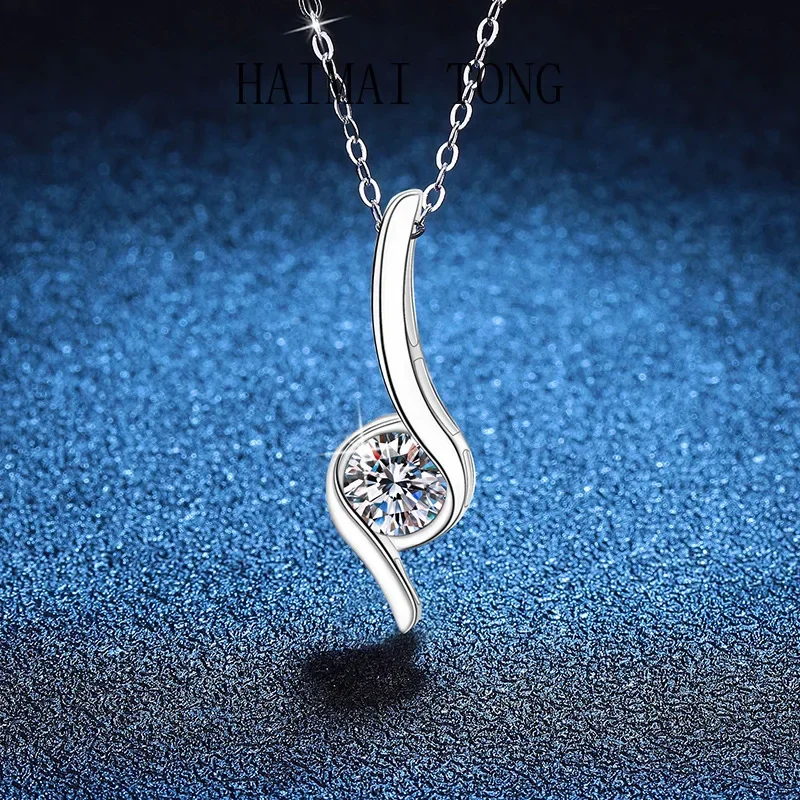 

HAIMAITONG PT950 platinum European and American cross-border necklace moissanite pendant light luxury Korean version in wind D c