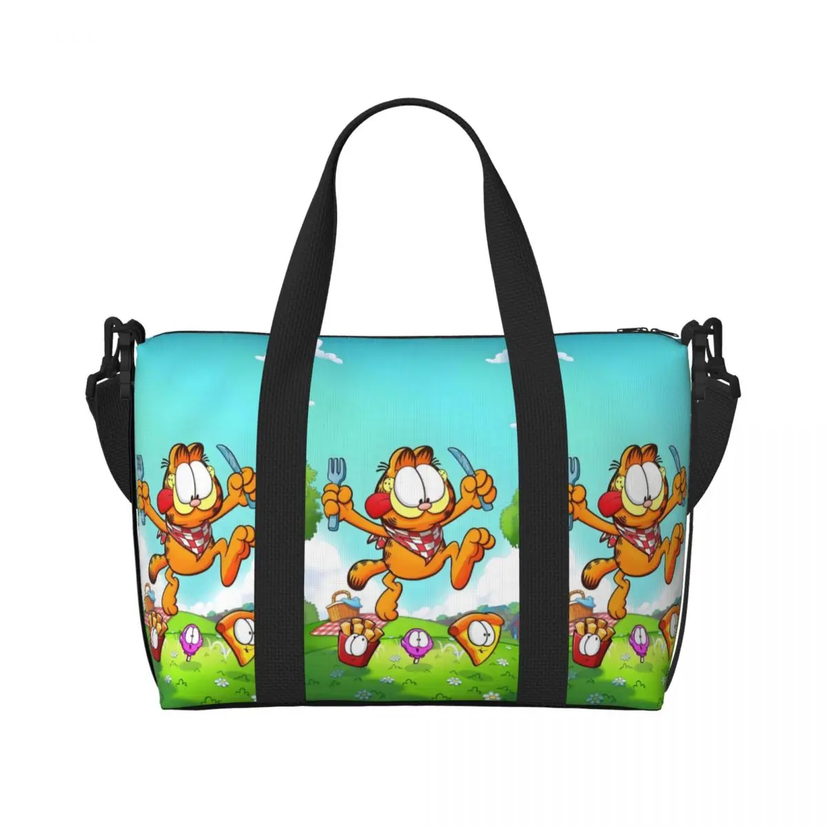 

Custom G-Garfielded Beach Tote Bag Women Extra Large Gym Carry On Cute Cat Travel Shopping Bags