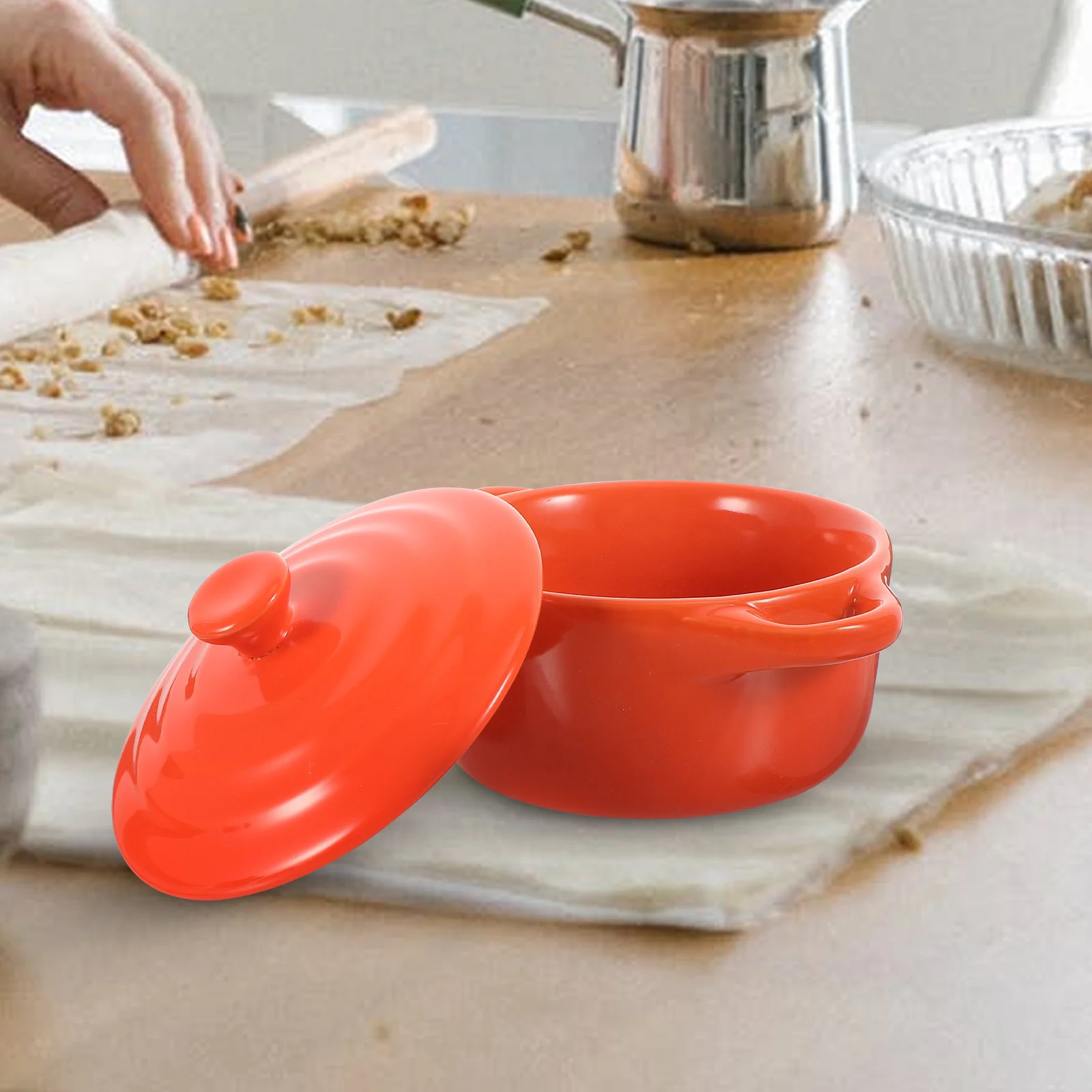 

2 Pcs Bowl with Lid Serving Dishes Lids Soup Bowls Food Containers Handle Handles