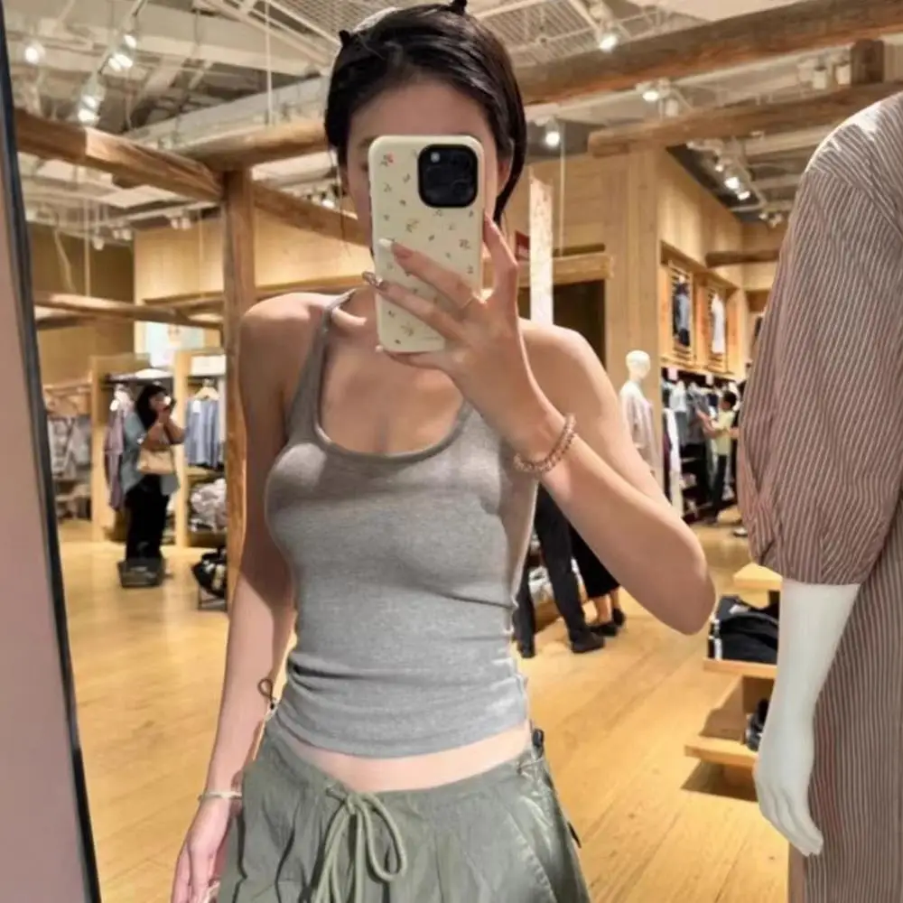 Kamizelka z szelkami z podkładkami na klatkę piersiową Hot Girls Pure Desire Female Summer Slim Backless Simple Fashion Summer Vest y2k топ женский