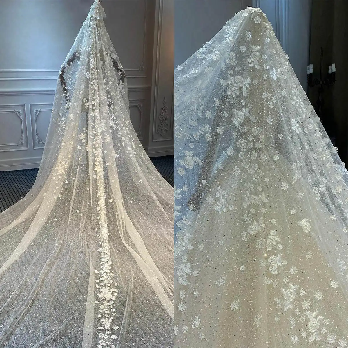 Voiles de Patients Élégants pour Femme, Robe de Princesse Personnalisée, à une Couche, avec Application, pour Mariage Principal, Sauna