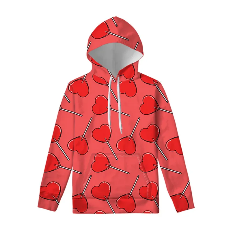 New 3D Sweet-Lollipop Printed Hoodies Lollipop-candy Graphic Hooded Sweatshirts Women Funny Patterns Pullovers Mens Clothing Top