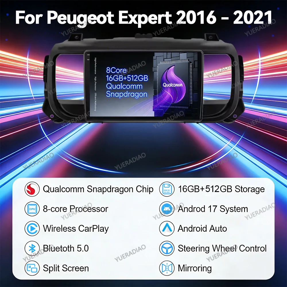 Android 17 Car Radio For Citroen Jumpy III 3 Space Tourer 1 For Peugeot Expert 3 For Toyota Proace 2016 - 2021 Autoradio DVD FM
