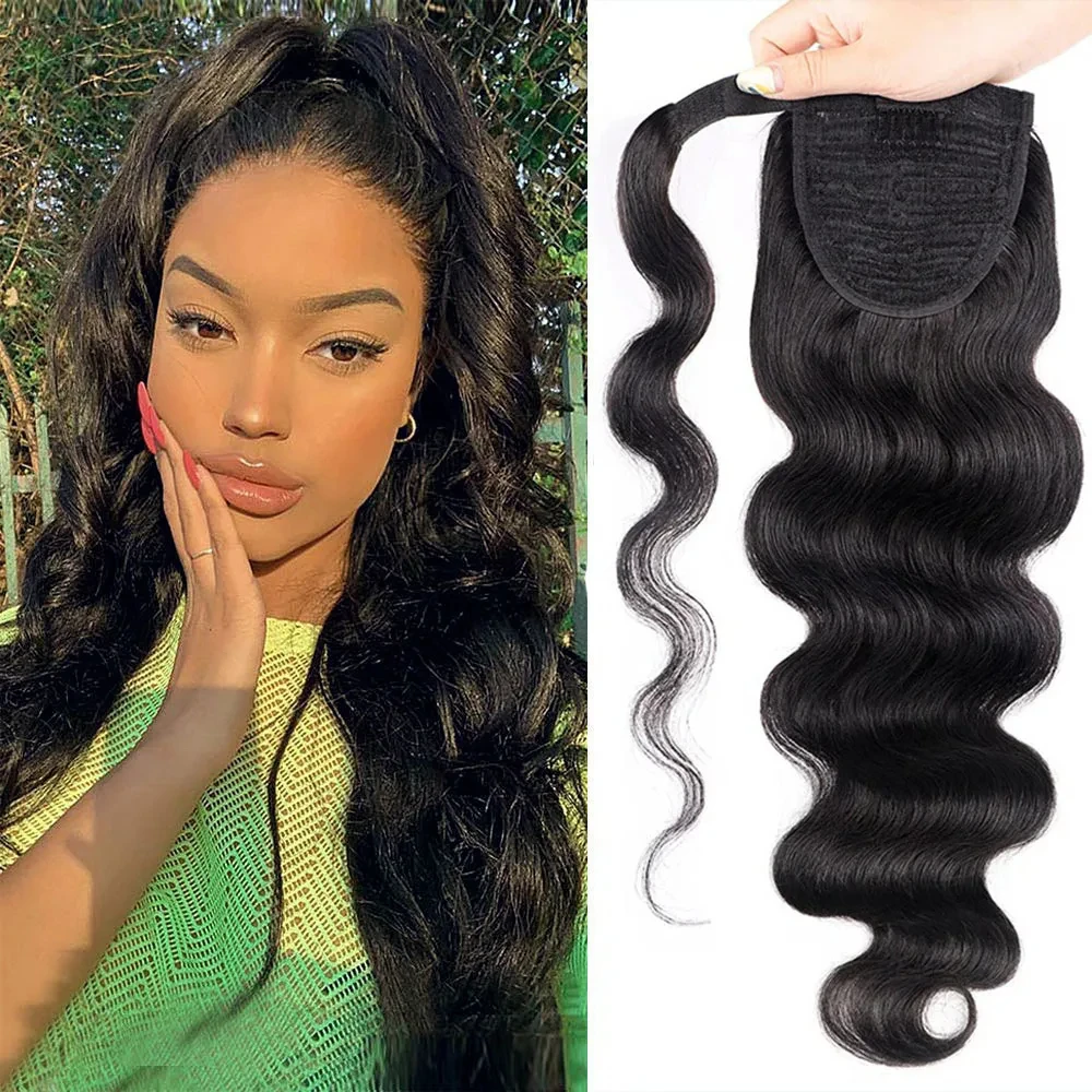 

Body Wave Ponytaill Extensions Human Hair Wrap Around Clip in Ponytail Hair Extensions for Women Body Wave Natural Hairpieces