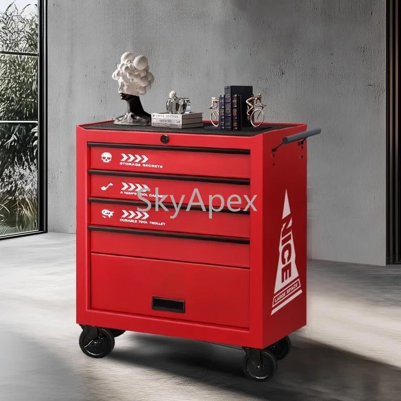 Industrial Wind Mobile Storage Cart Coffee Studio Tin Cabinet Locker Shelf With Wheels Large Capacity  For Kitchen Office Supply