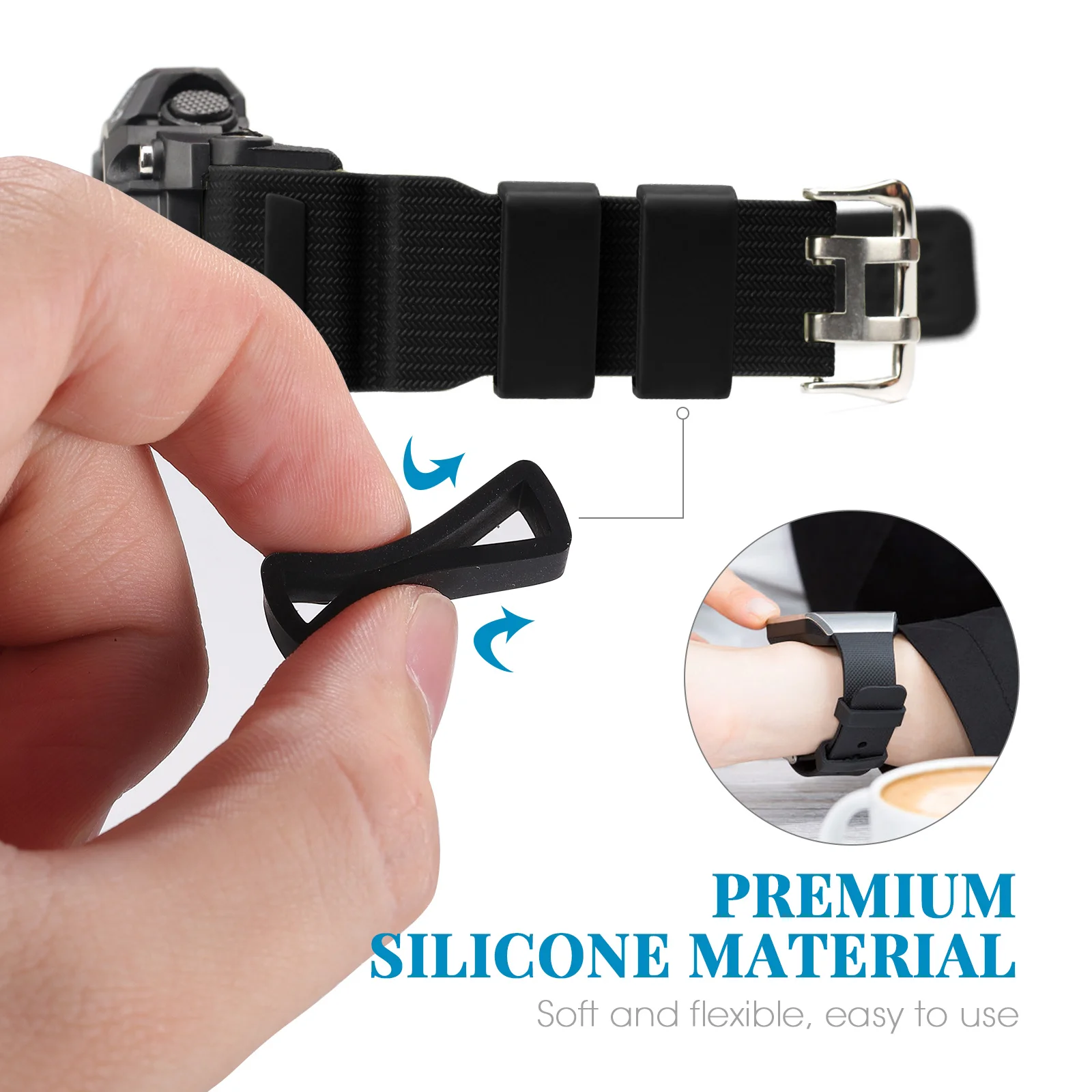 

10Pcs Silicone Watch Band Keeper Premium Flexible 22Mm Inner Diameter Secure Strap Holder for Men Women Replacement Accessories