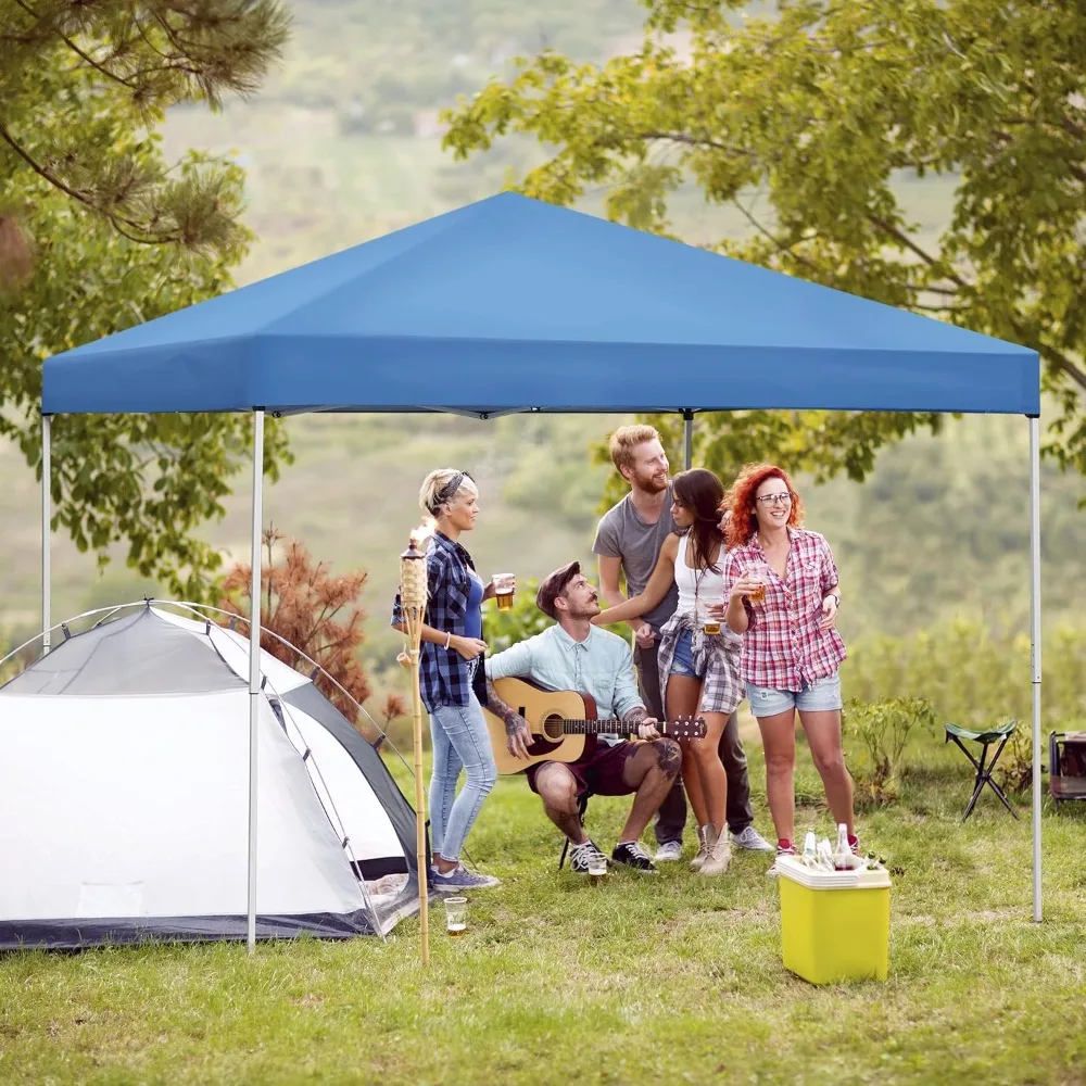 10x10 Pop Up Canopy Tent Easy Set-up Outdoor Patio Canopy Adjustable Straight Leg Heights Instant Shelter with Wheeled Bag