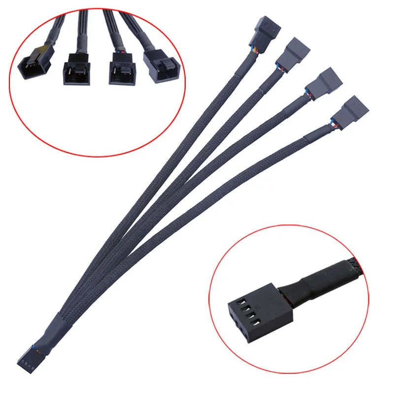 Cable adaptador PWM hembra de 27CM, 4 pines, 1 puerto a 4 puertos, 3/4 Pines, para PC, ordenador, CPU, funda, ventilador, empalme de Cable de alimentación