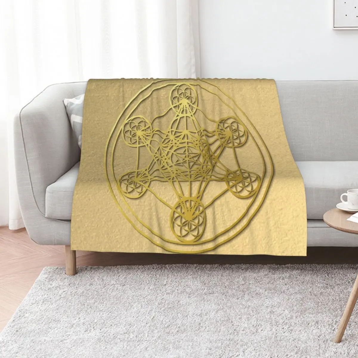 Metatron Cube sacred geometry mandala healing protection amulet Throw Blanket Decoratives Loose Camping Hairys Retros Blankets