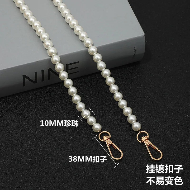 30-130cm Pearl Strap for Bags Handbag Handles DIY Purse Replacement Long Beaded Chain for Shoulder Bag Straps Pearl Belt