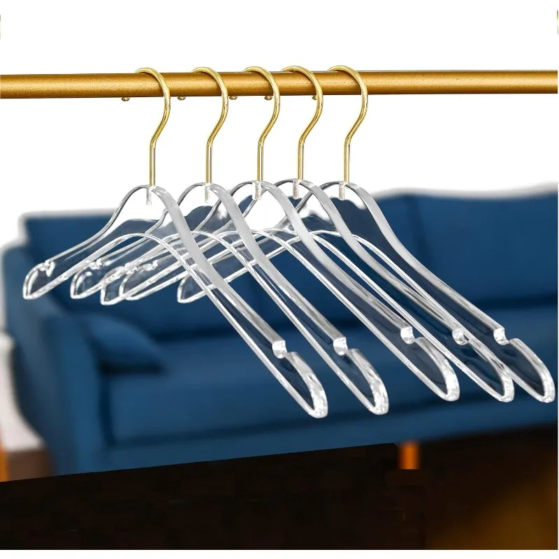 15 Pack Acrylic Hangers with Gold,Premium Crystal Dress Hangers Swivel Gold Hook Luxurious Shiny Clothes Hangers(Clear-Style B)