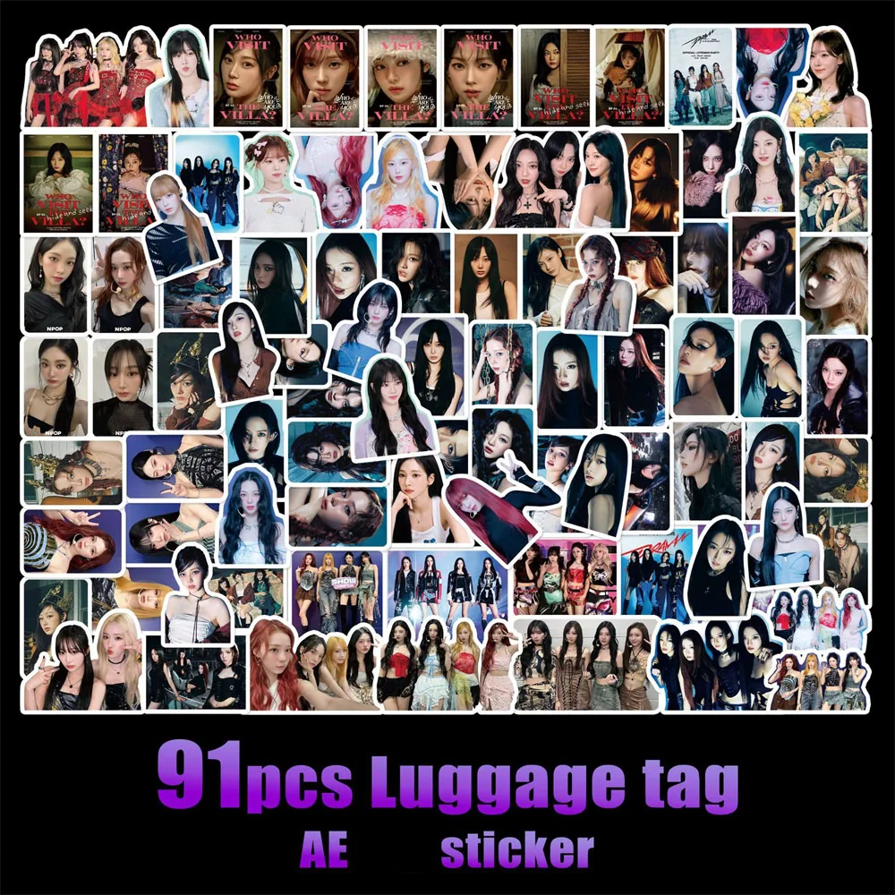 91Pcs/Set KPOP Drama Album Sticker KARINA GISELLE WINTER NINGNING Member Photo Luggage Tag Notebook Phone Skateboard Stickers