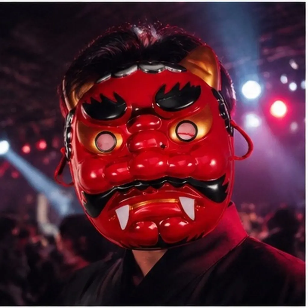 Japanese Red Mask Realistic Lightweight Comfortable Cosplay Stage Performance Halloween Festival Mask Costume
