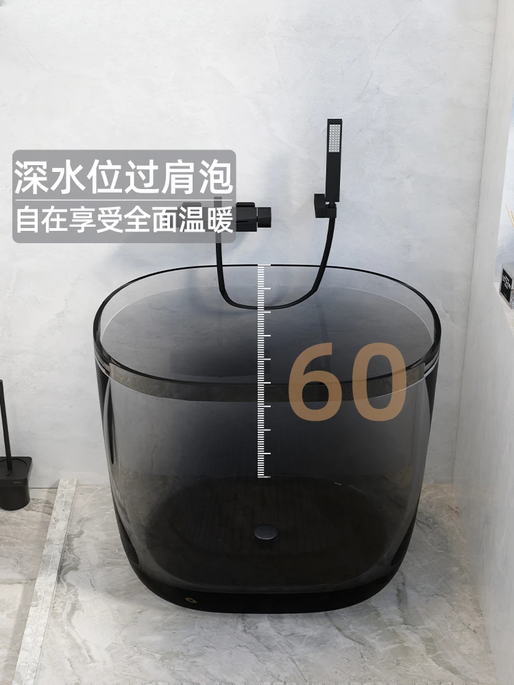 Transparent small bathtub, small unit, mini deep bubble, independent Japanese bathtub, household color resin, artificial stone,