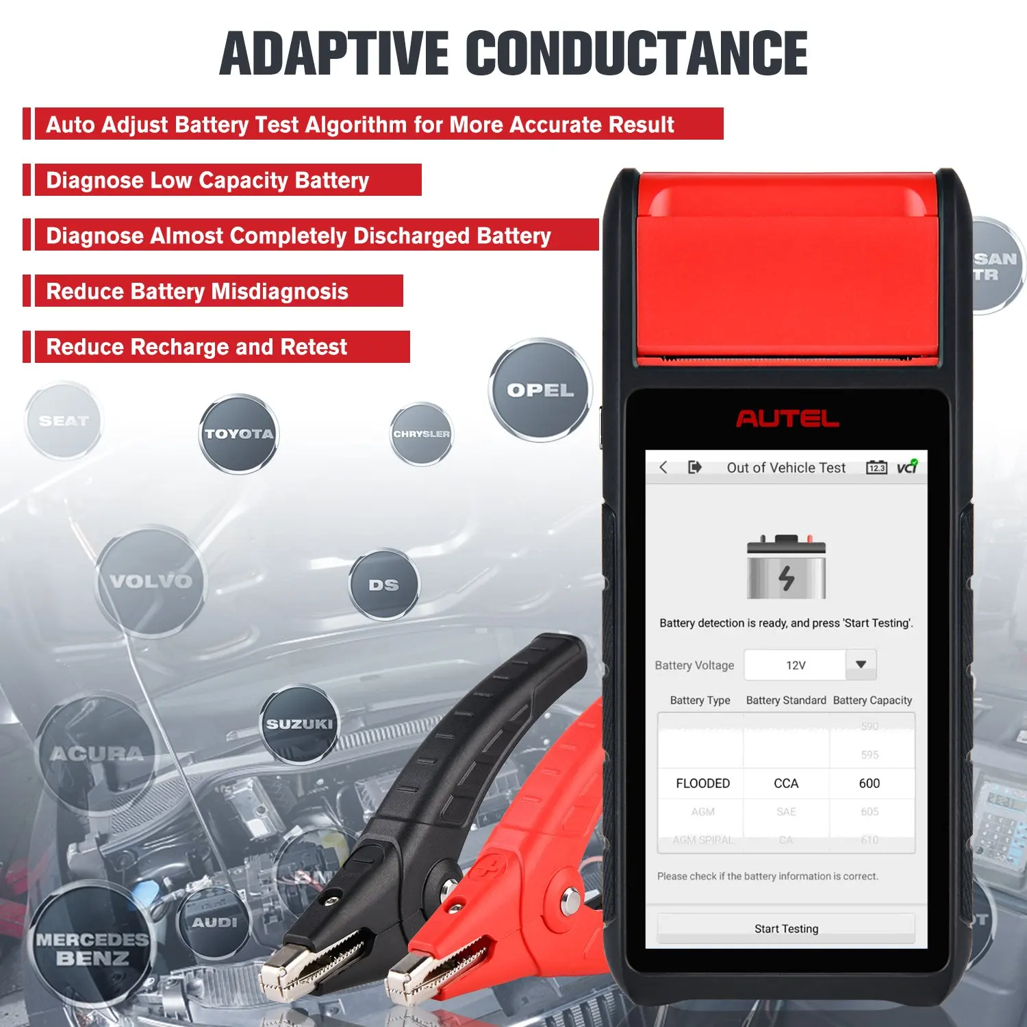 Autel MaxiBAS BT608 Auto Battery Tester Electrical System Analyzer Adaptive Conductance Techology All System Diagnostic Scanner