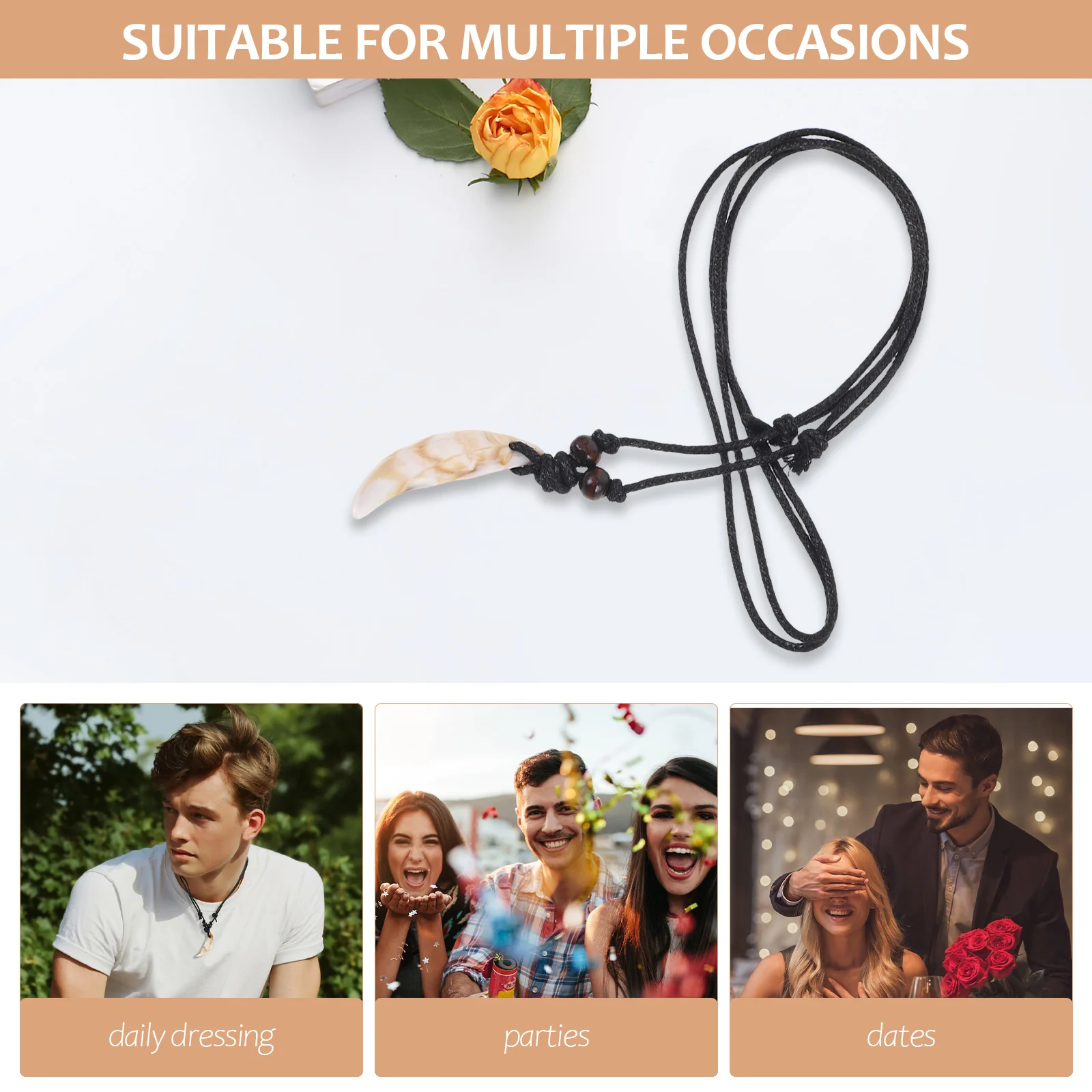 الرجعية الأسنان قلادة للرجال النساء فريد الاكريليك الشرير قلادة قابل للتعديل المختنق خمر فو الأسنان مجوهرات مطرز طوق #5