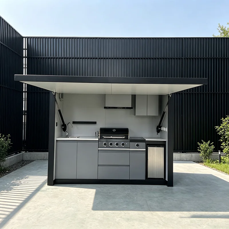 Built-in Outdoor Kitchen Island Stainless Steel Modular BBQ Grill Cabinet Station