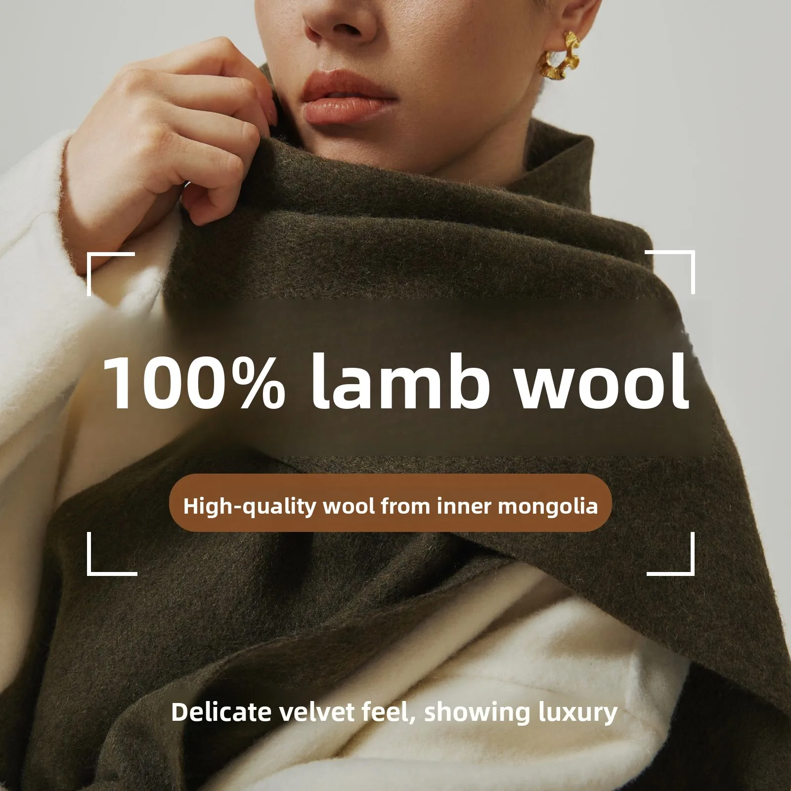 100% Wool Solid Color Scarf, Luxury Simple Tassel Shawl for Men Women, Korean Style Versatile Warm Neck Wrap for Daily Outfit