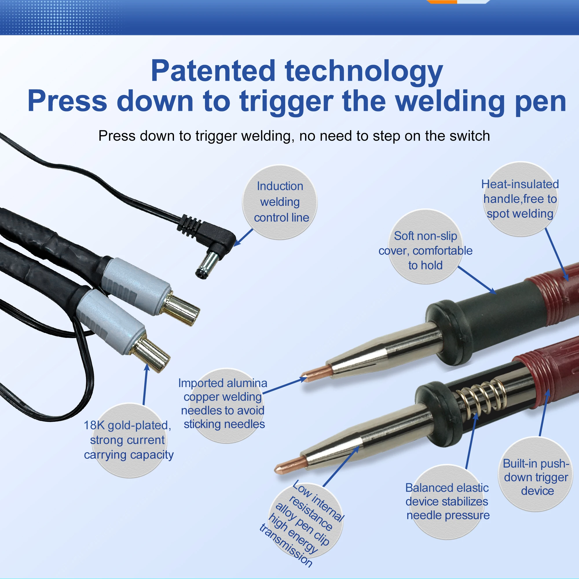 قابس استبدال قلم لحام البقعة Heltec، جزء استبدال قلم لحام البقعة القياسي 02H، 50 مم 2، ملحق الأدوات