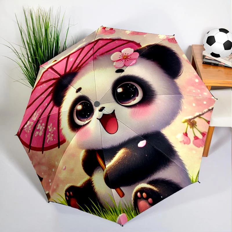 Cartoon Cute Panda Umbrella Automatic Open/close, Sturdy Iron Frame & 8-Rib Struct, Umbrella for Women & Men, Christmas Gifts