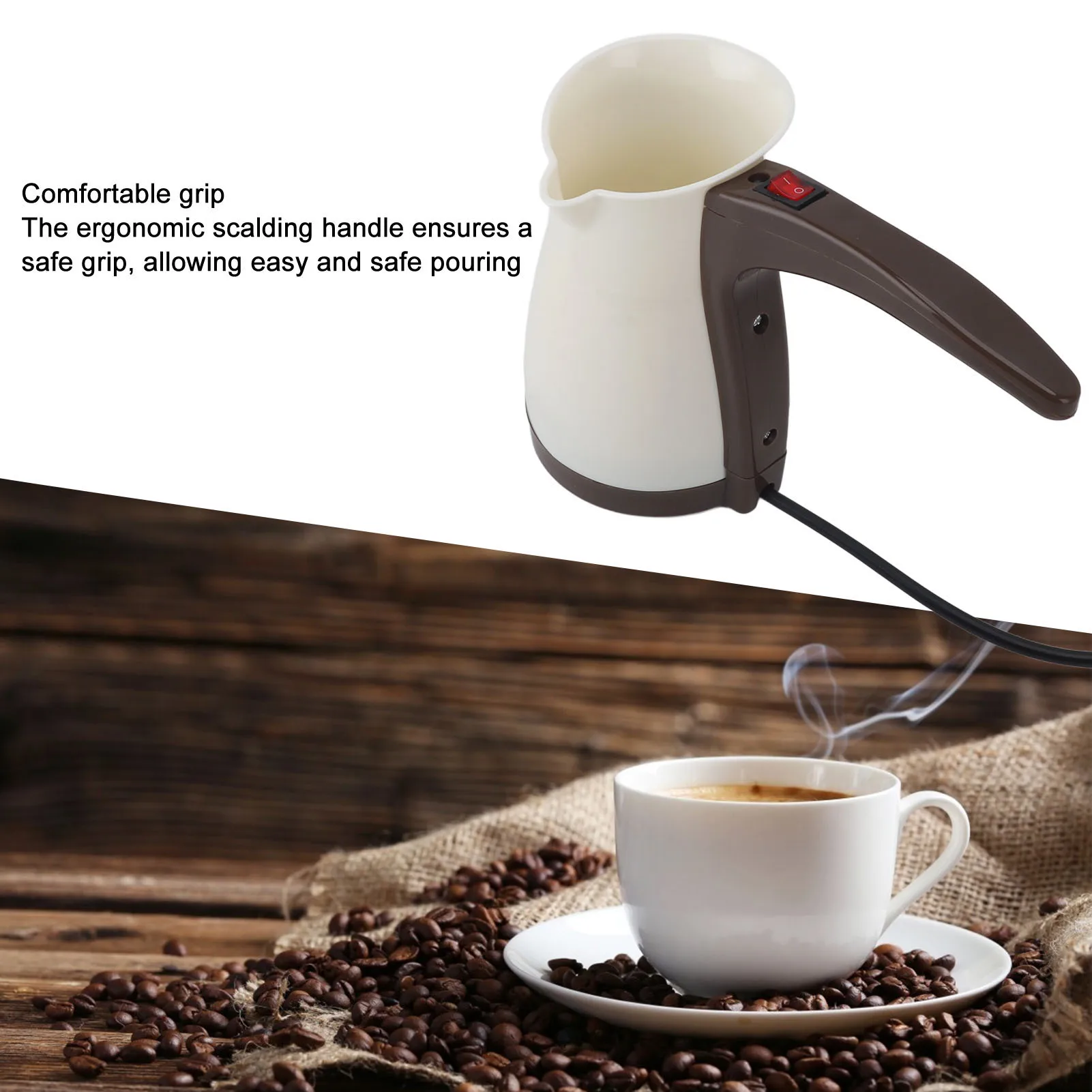 إبريق قهوة كهربائي سعة 500 مل مع مقبض من الفولاذ المقاوم للصدأ لصنع القهوة الكهربائية غلاية شاي ساخنة