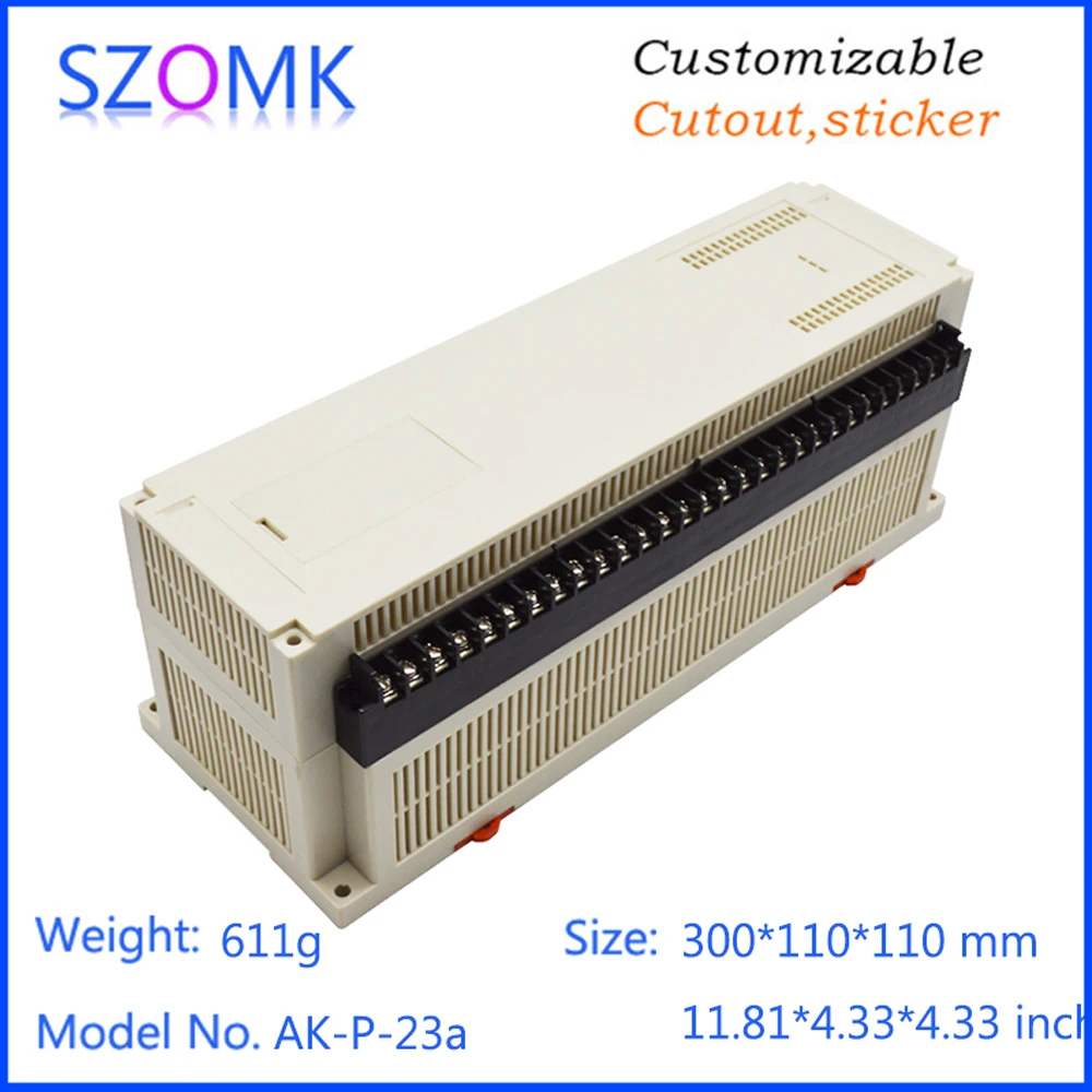 1Piece 300*110*110mm szomk din rail plastic enclosure electronics junction box abs plastic instrument project box