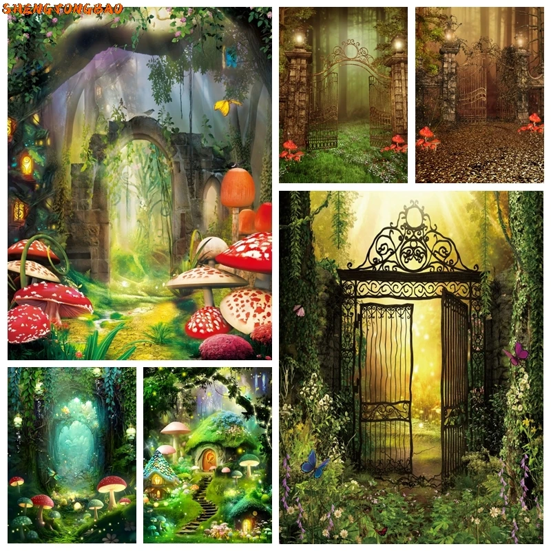 

Fairy Tale Enchanted Forest Photography Backdrop Dreamy Wonderland Mushroom Jungle Baby Shower Birthday Decor Photo Background