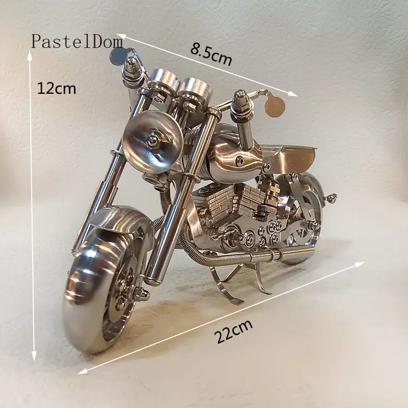 Classic Wrought Iron Motorcycle Model, All‑Metal Nostalgic Personalized Ornament for Home Desktop Decoration